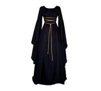 Genérico Vestido Halloween Mujer Disfraz Halloween Mujer Largo Renacentista Disfraces Coctel Traje Invierno Tallas Grandes Otoño Bruja Medieval Ropa 11#Negro XL