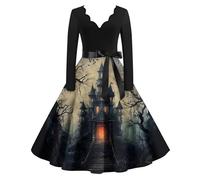 Genérico Vestido Halloween Mujer, Vestido De, Vestidos Fiesta, Disfraz, Sexy Grandes Tallas Hallowen Fantasma Demonio Murcielago Disfraz De Halloween Vampiro Mujer, M