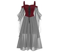 Genérico Vestido Halloween Mujer Vestido Fiesta Mujer Tallas Grandes Fluido Traje Elegantes Disfraces Medieval Largo Otoño Sexy Renacentista Ropa 2#sandía roja 5XL