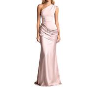 Genérico Vestido Invitada Boda Vestido Fiestamujer Graduacion Largo de Un Solohombro con Pliegues Bodycon Formal Invitado de Boda para Ceremonias y Celebraciones (L)