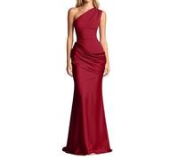 Genérico Vestido Invitada Boda Vestido Fiestamujer Graduacion Largo de Un Solohombro con Pliegues Bodycon Formal Invitado de Boda para Ceremonias y Celebraciones (RD2, M)