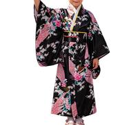Genérico Vestido Kimono Infantil Bata De Seda Con Estampado Floral | Disfraz De Yukata Vestido Japonés Para Niños De 2 A 10 Años, Estudiantes, Aficionados, Actuaciones En Escenario Y Eventos