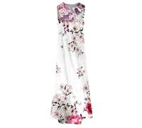 Genérico vestido largo elegante y elegante de verano blanco estampado de flores mariposas sin mangas cuello en V de corte suelto fluido, vestidos para boda invitación a la fiesta de cóctel fiesta de