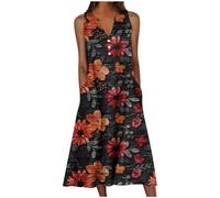 Genérico Vestido Largo Verano Mujer, Vestido Elegante Mujer, Elegante Vestido Casual Sin Mangas con Cuello Ideal para La Comodidad Diaria Y Un Estilo Sin Esfuerzo