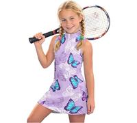 Genérico Vestido ligero sin mangas para niña con cremallera cuello - Traje deportivo de alto rendimiento para jóvenes atletas que ofrece comodidad óptima y libertad de movimiento, morado, 14-15 años