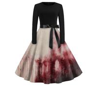 Genérico Vestido Medieval Mujer Disfraz Halloween Mujer Largo Fluido Traje Elegantes Disfraces Medieval Tallas Grandes Invierno Bruja Renacentista Ropa 2#sandía roja S
