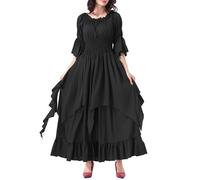 Genérico Vestido Medieval Mujer Disfraz Mujer Medieval Costume Women 2XL Vintage Traje Steampunk Disfraz De Epoca Victoriana Victoriano Vestido Renacentista Halloween para Adulto Vikinga Bruja Trajes