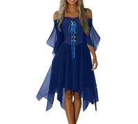 Genérico Vestido Medieval Mujer Sin Mangas Vampiro Disfraz Halloween Mujer Renacentista Otoño Hechicera Faldas Bruja Puffy Pirata Disfraz Princesa Victoriana Invierno Moderno 2#azul M