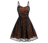 Genérico Vestido Medieval Mujer Strappy Vampiro Disfraz Halloween Mujer Pirata Primavera Hechicera Faldas Annabelle Manga Larga Sexy Disfraz Princesa Vikinga Otoño Retro 2#azafrán S
