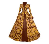 Genérico Vestido Medieval Mujer, Vestido De Fiesta Cortesano Familia Real Edad Media Confección Detalles Llamativos Corte con Mangas De Trompeta Vestido Halloween para Halloween Carnava