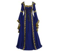 Genérico Vestido Medieval Mujer, Vestido De Fiesta Cortesano Manga Acampanada Vestido Ropa Gótico Vintage Carnaval Halloween Disfraz De Reina Victoriana Costume Victoriano Renacentista para Carnaval