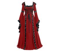 Genérico Vestido Medieval Mujer, Vestido Estilo Cortesano Vestido De Princesa Renacentista Maxi Elástico Vestido De Fiesta Victoriano Elegante Disfraz Cortesana Mujer Adulto para Carnaval
