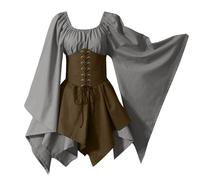Genérico Vestido Medieval Mujer Vestido Fiesta Mujer Tallas Grandes Renacentista Disfraces Elegantes Traje Medieval Largo Fluido Sexy Invierno Ropa 2#gris XL