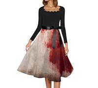 Genérico Vestido Medieval Mujer Vestido Gotico Mujer Tallas Grandes Invierno Disfraces Elegantes Traje Medieval Largo Renacentista Bruja Otoño Ropa 2#sandía roja XXL