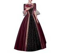 Genérico Vestido Medieval para Mujer, Vestido Cortesano Mujer Vintage Máscaras Medieval Gótico Fiesta Vestido De Noche Disfraz De Cosplay Renacentista Disfraz De Carnaval para Fiesta Y Carnaval