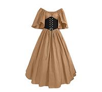 Generico Vestido medieval para mujer victoriano elegante vestido de Steampunk medieval renacentista disfraces de Halloween largo Cosplay Vestidos de baile Curvy Mangas Cortas Tallas Grandes Vestido de