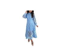 Genérico Vestido Midi De Crochet Vintage For Mujer - Vestido De Fiesta De Cóctel con Cuello Simulado Y Manga Farol(Sky Blue,XX-Large)