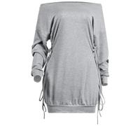 Genérico Vestido Midi De Mujer Elegantes Vestido Elegante de Noche para Mujer con Detalle Asimétrico y Diseño Acentuador Curvas (Grey, L)