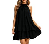Genérico Vestido Midi Mujer, Vestido Talla Grande Mujer, ’S Casual Bodycon Dress with Open Back Tie Waistband and Puffy Skirt