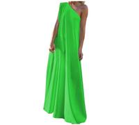 Genérico Vestido Mujer Fiesta Midi Curvy,Vestido Largo De Banquete De Color SóLido Sin Mangas con Un Hombro A La Moda Primavera/Verano para Mujer