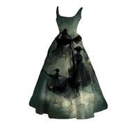 Genérico Vestido Mujer Halloween, Trajes Medievales Mujer, Causal Sin Mangas Vintage Estampado Disfraces Adultos Originales Disfraz Medievales Princesa Reina Bruja para Halloween Carnaval Party