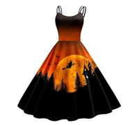 Genérico Vestido Mujer Halloween, Vestidos Medievales Mujer Elegantes, Causal Sin Mangas Vintage Estampado Disfraces Adultos Originales Disfraz Medievales Princesa Reina Bruja para Halloween Carnaval