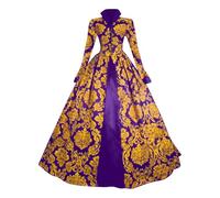 Genérico Vestido Mujer Medieval Vintage, Vestido Cortesano Mujer Vestido Medieval con Mangas De Trompeta Vestido Gótico para Mujer Ropa Medieval Disfraz Vampira Mujer para Halloween Carnava