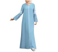 Genérico Vestido Musulmán De Mujer - Vestidos Musulmanes para Mujer islámico Impreso Mujeres Kaftan Vestido Floral Largo Abaya musulmán Maxi Vestidos Ropa Musulmana (Light Blue XXXXXL)