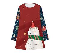 Genérico Vestido Navideño para Niñas - Vestidos para Navidad Vestido de Navidad para niña pequeña Estampado en 3D Vestido de Princesa Navidad para niñas y niños (Red 9 Years)