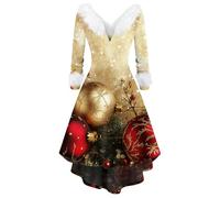 Genérico Vestido Negro Disfraz Papa Noel Mujer Tallas Grandes Coctel Talla Grande Feos Christmas Jersey Chaleco Jerseys Navideños Familia Reno Lentejuelas Suéteres Jerseys Navideños con Luces XL