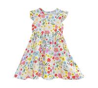 Genérico Vestido Niña Ceremonia - Vestido Informal De Moda para Niños con Estampado Floral Largo hasta La Rodilla Y Mangas Abullonadas Apto para Niños De 3 A 10 Años