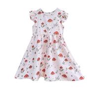 Genérico Vestido Niña Ceremonia - Vestido Informal De Moda para Niños con Estampado Floral Largo hasta La Rodilla Y Mangas Abullonadas Apto para Niños De 3 A 10 Años