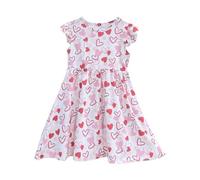 Genérico Vestido Niña Ceremonia - Vestido Informal De Moda para Niños con Estampado Floral Largo hasta La Rodilla Y Mangas Abullonadas Apto para Niños De 3 A 10 Años
