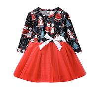 Genérico Vestido Niña Navidad Reno - Vestido De Retazos con Estampado De Bebé Ropa De Navidad para Niñas Pequeñas Y Princesas Vestido Y Falda De Tul para Niñas Y Niños
