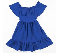 Genérico Vestido Niña Vestido De Verano Vestido De Verano para Niñas con Lazo En La Espalda Vestidos De Hombros Descubiertos para Preadolescentes Tallas De 4 A 13 Años