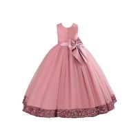 Genérico Vestido Niña Vestido Verano Vestido Infantil De Lentejuelas Vestido Infantil con Lazo Grande Vestido De Niña De Las Flores Vestido para Niñas