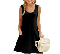 Genérico Vestido Niña, Vestido Verano, Vestidos para Niñas para Uso Diario Vestido Sin Mangas con Estampado Floral Y Corte En A con Bolsillos para Niñas De 4 A 14 Años Conjuntos Casuales Y Verano