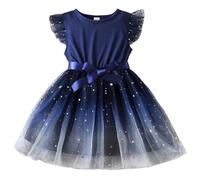 Genérico Vestido Niñas 6 Años - Vestidos Fiesta Niña 7 Años - Vestido De Tul para Niñas Y Niñas Vestido De con Estampado De Estrellas Disfraz De Cosplay Vestidos