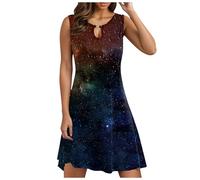 Genérico Vestido para mujer, estampado de cielo estrellado, cuello en V, falda de playa, elevador de caderas, de fitness casual vestido, Le Noir, XXL