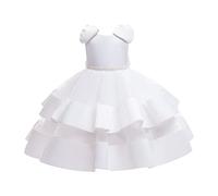Genérico Vestido para niños Vestido de princesa Niñas con cuentas Puff Cake Vestido disfraz de festival para niños (White, 9-10 Years)