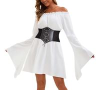 Genérico Vestido Pirata Mujer Disfraces De Piratas Blusa Blanca Carnaval Disfraz Ropa Medieval Playa Blanco Pirate Costume Steampunk Estilo Renacentista Vestidos Medievales Sexy