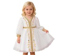 Genérico Vestido Princesa NiñA - Elegante Vestido Infantil para Ocasiones Formales con Bordado Dorado y diseño lisado para niñas versión Juvenil de Gala para y Celebraciones
