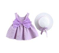 Genérico Vestido Princesa Niña - Vestido De Tutú para Niña Pequeña De Verano Sin Mangas con Espalda Descubierta para De Cumpleaños con De Flores Y Sombrero De Paja
