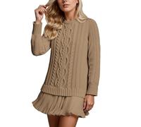 Genérico Vestido Tipo suéter de Punto, Informal, de Color Liso, Tipo túnica, con Dobladillo de Falda, cómodo, Suave y elástico, para Uso Diario. (BW1, M)
