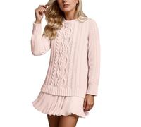Genérico Vestido Tipo suéter de Punto, Informal, de Color Liso, Tipo túnica, con Dobladillo de Falda, cómodo, Suave y elástico, para Uso Diario. (Red, S)