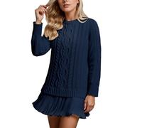 Genérico Vestido Tipo suéter de Punto, Informal, de Color Liso, Tipo túnica, con Dobladillo de Falda, cómodo, Suave y elástico, para Uso Diario. (BU1, XXL)