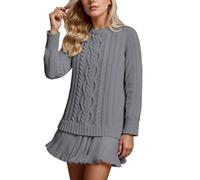 Genérico Vestido Tipo suéter de Punto, Informal, de Color Liso, Tipo túnica, con Dobladillo de Falda, cómodo, Suave y elástico, para Uso Diario. (Grey, XXXL)