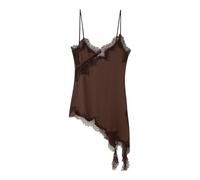 Genérico Vestido Verano Mujer Largo, Vestido Talla Grande Mujer, Vestido Mini Informal De Verano con Encaje Asimétrico Y Tirantes Finos Estilo Bohemio Fluido De Corte A para Una Cita Nocturna