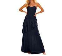 Genérico Vestido Verano Mujer Largo, Vestidos De Playa para Mujer, Vestidos De Fiesta De GraduacióN con Volantes Escalonados para Adolescentes Vestido Largo De Noche Formal De Gasa con Tirantes Finos