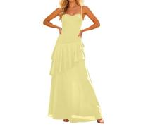 Genérico Vestido Verano Mujer Largo, Vestidos De Playa para Mujer, Vestidos De Fiesta De GraduacióN con Volantes Escalonados para Adolescentes Vestido Largo De Noche Formal De Gasa con Tirantes Finos